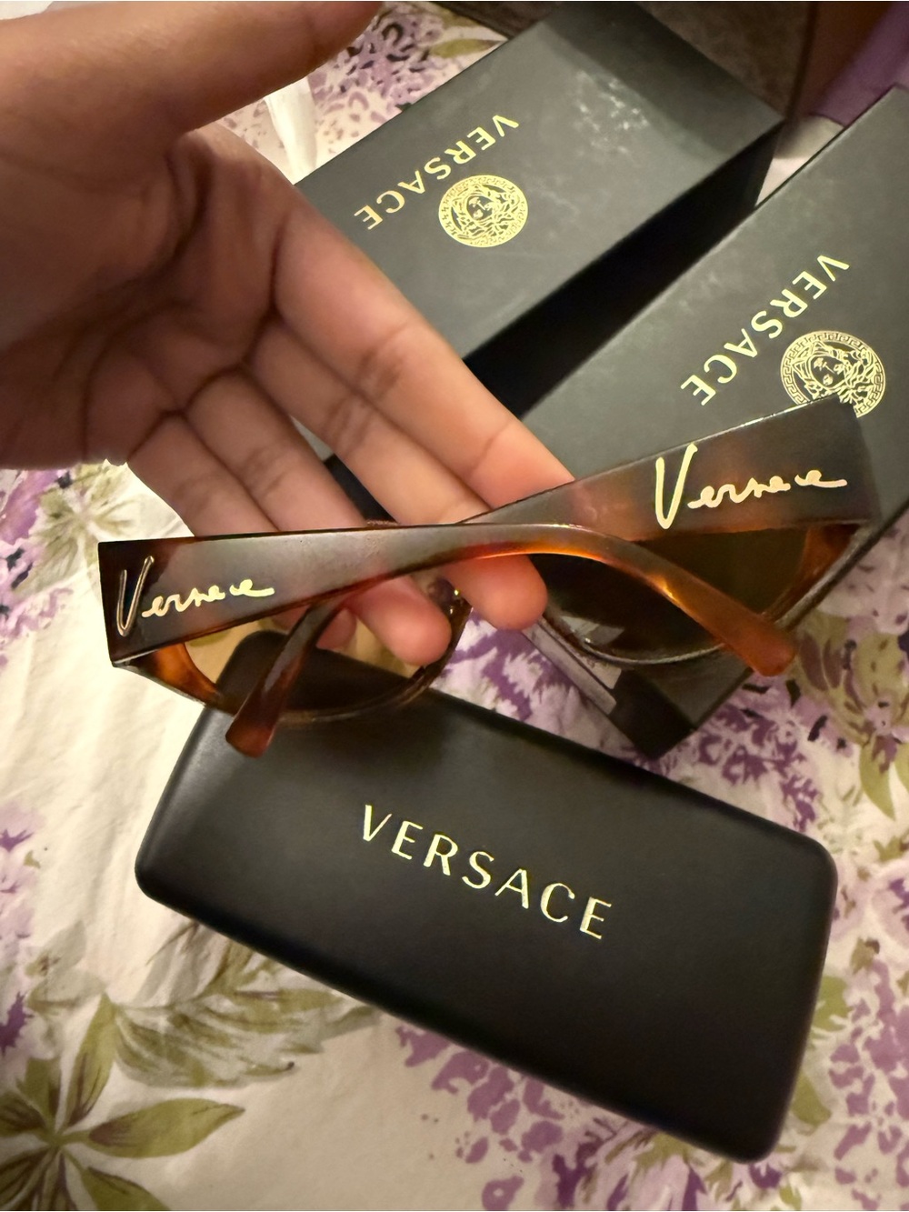 Versace Black Sunglasses with Gold Trim